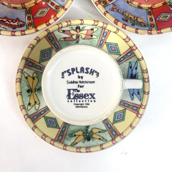 VTG. Essex Collection Splash by Siddhia Hutchinson Demitasse 3 Cup & Saucer Set - Picture 9 of 13